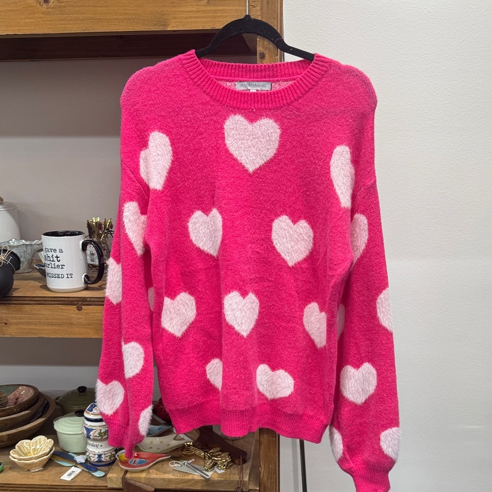 Charming Pink Heart Sweater
